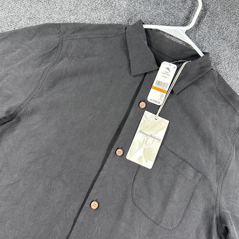 Tommy Bahama Shirt Mens S Small Black Lets Get It Poppin Silk‎ Embroidered NWT
